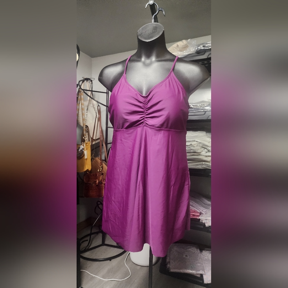 Zaful Pink Ruched Halter Sundress Swim